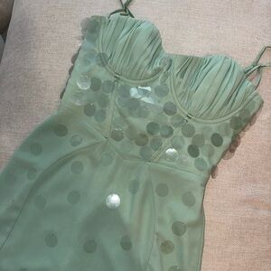 Oh Polly Sage sequin dress